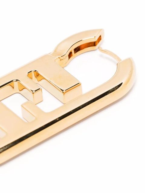FENDI monogram-plaque push-lock earring - Gold