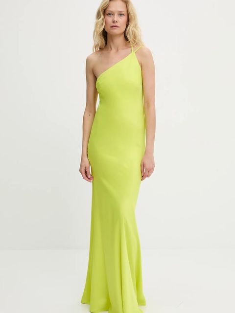 Answear.LAB sukienka kolor żółty maxi dopasowana