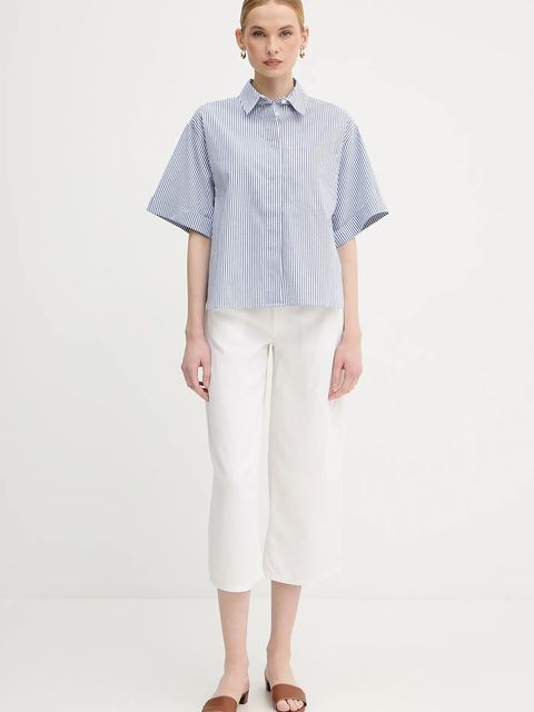 United Colors of Benetton koszula damska kolor granatowy regular z kołnierzykiem klasycznym 5SZRDQ0C0