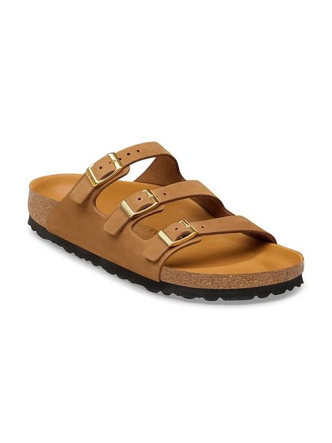 Birkenstock klapki na płaskim obcasie damskie nubukowe Florida - zdjęcie produktu nr 1