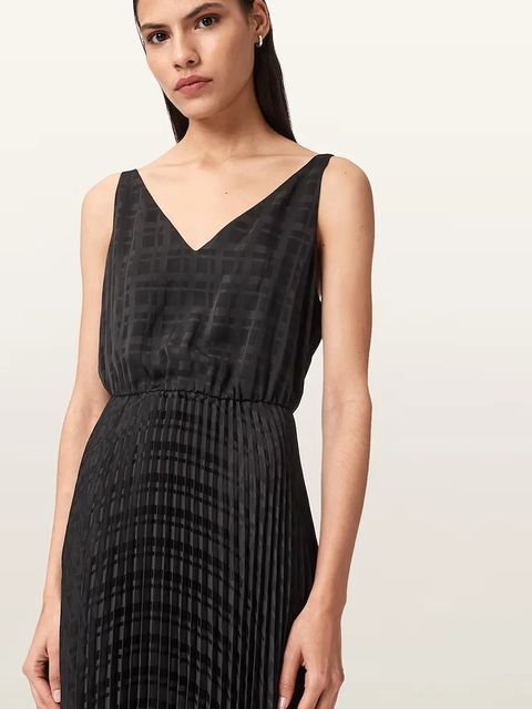 AllSaints sukienka SINEAD kolor czarny maxi rozkloszowana W064DD