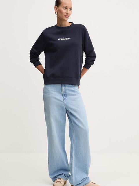 Guess Jeans bluza damska kolor granatowy z aplikacją W4YQ10 KC811