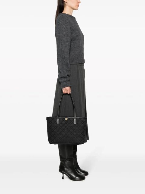 Tory Burch small T Monogram zip tote bag - Black - zdjęcie produktu nr 2