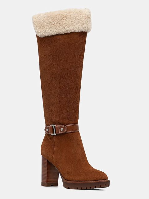 Lauren Ralph Lauren kozaki zamszowe Tasha Tl Hl damskie kolor brązowy na słupku 802977893002 - zdjęcie produktu nr 1