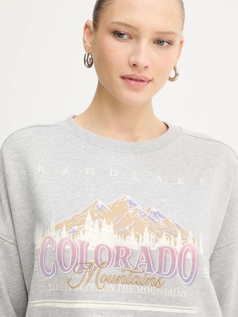 BOSS Orange bluza bawełniana damska kolor szary wzorzysta 50549186