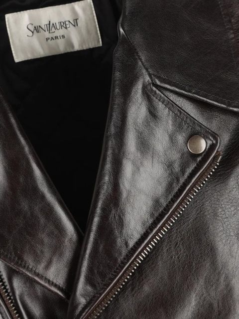 Saint Laurent belted leather jacket - Brown