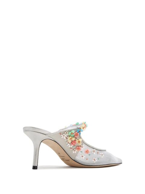 Jimmy Choo Bing floral appliqué mules - White