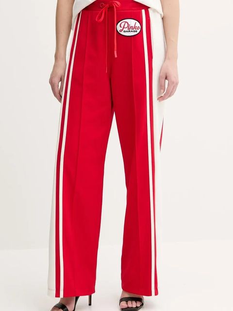 Pinko spodnie dresowe damskie kolor czerwony z aplikacją 105272 A2MD - zdjęcie produktu nr 1