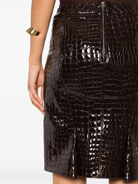 TOM FORD embossed leather skirt - Brown