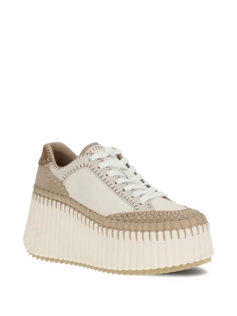 Chloé 80mm Nama suede wedge sneakers - Neutrals - zdjęcie produktu nr 1