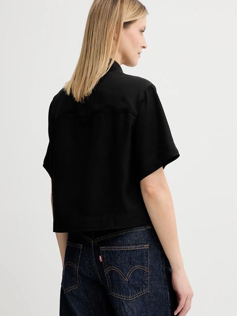 Marc O'Polo koszula damska kolor czarny regular z kołnierzykiem klasycznym 506006041057 - zdjęcie produktu nr 2