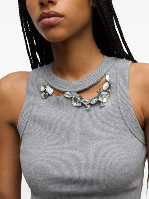 AREA crystal-embellished ribbed tank top - Grey - zdjęcie produktu nr 2
