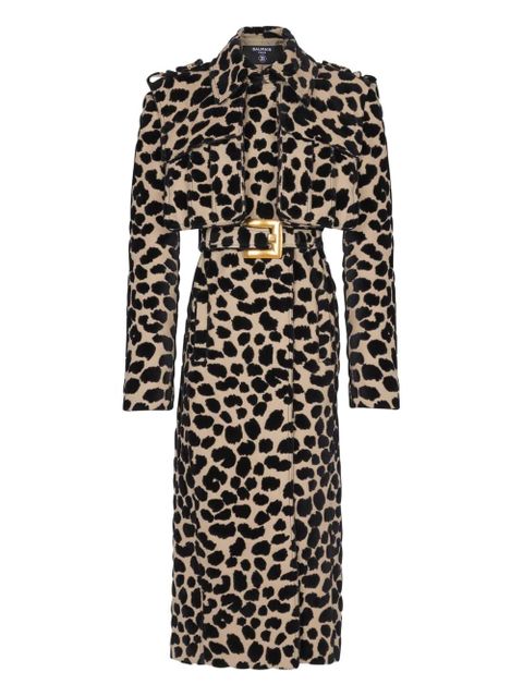 Balmain leopard-print belted trench coat - Neutrals - zdjęcie produktu nr 1