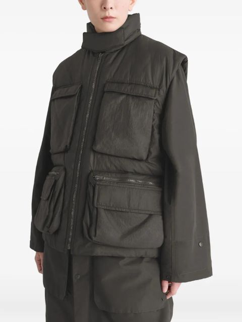 LEMAIRE Wadded zip-fastening multiple-pocket gilet - Brown - zdjęcie produktu nr 2