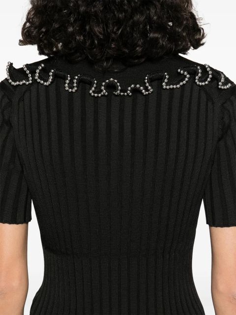 Jil Sander ribbed-knit polo top - Black - zdjęcie produktu nr 2