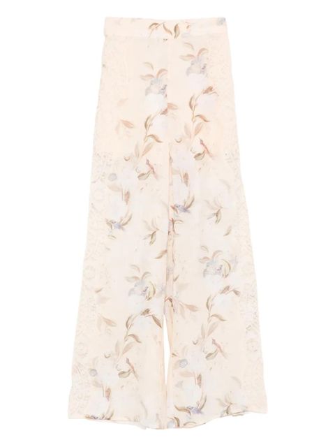 ZIMMERMANN floral-print lace-insert trousers - Neutrals - zdjęcie produktu nr 1