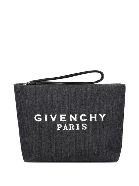Givenchy logo-print denim clutch bag - Black - zdjęcie produktu nr 1