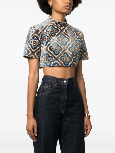 ETRO cropped patterned top - Blue
