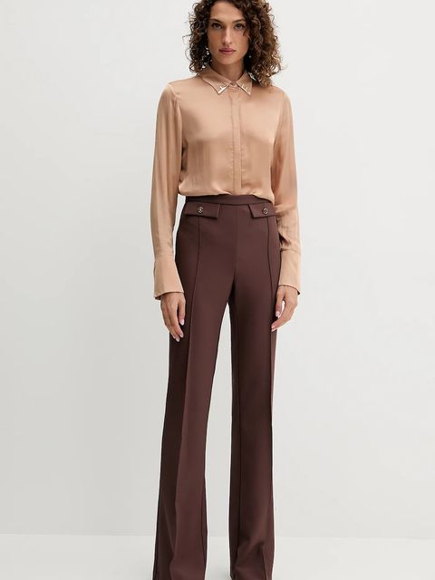 Fracomina koszula damska kolor beżowy regular z kołnierzykiem klasycznym FS25WT6010W65101 - zdjęcie produktu nr 2