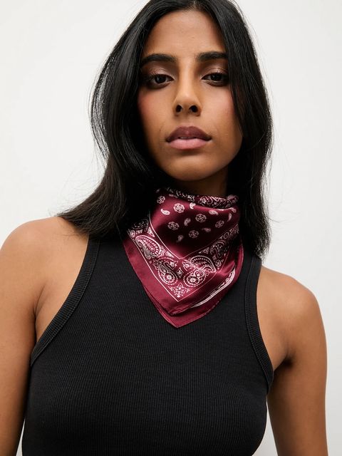 Answear.LAB apaszka jedwabna damska kolor bordowy wzorzysta - zdjęcie produktu nr 1