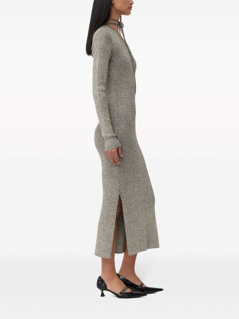 GANNI Sparkle one-sleeve dress - Neutrals