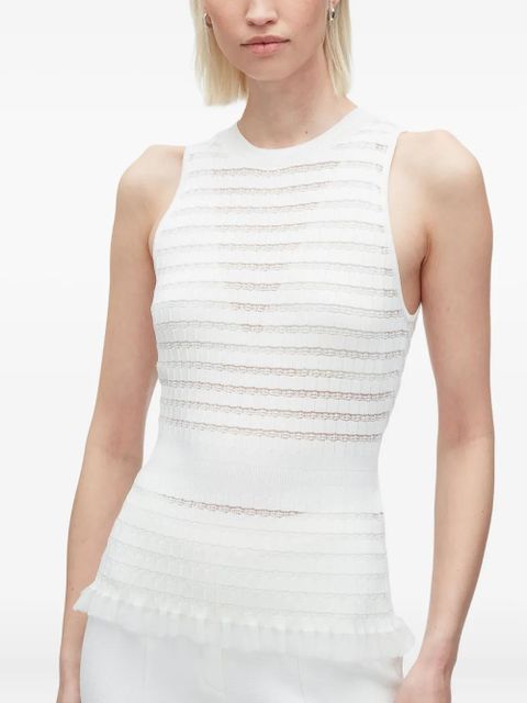 3.1 Phillip Lim ribbed-knit ruffled top - Neutrals