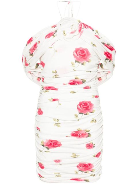 Magda Butrym rose-print ruched minidress - White - zdjęcie produktu nr 1