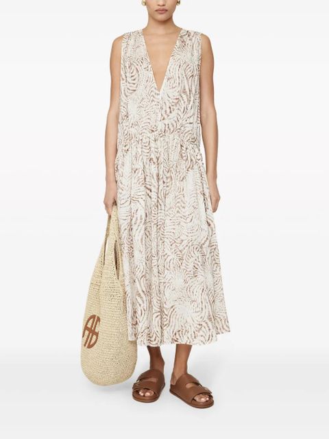 ANINE BING Mia seashell-print midi dress - Neutrals - zdjęcie produktu nr 2