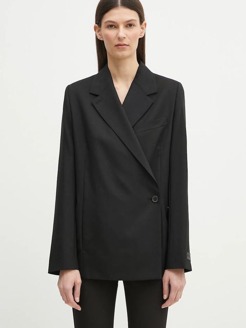 Kenzo marynarka wełniana kolor czarny jednorzędowa gładka FF52VE2589RA.99