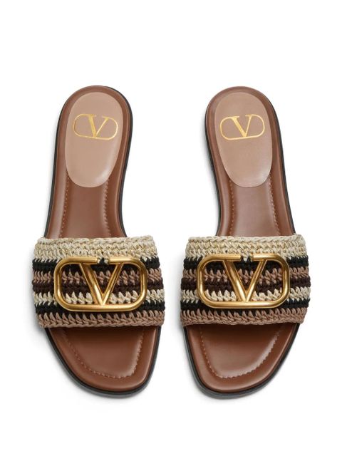 Valentino Garavani VLogo Signature embroidered sandals - Neutrals