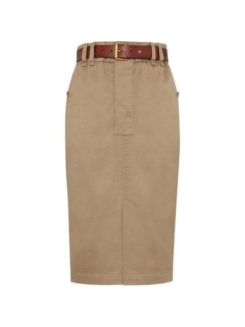 Saint Laurent belted midi skirt - Neutrals - zdjęcie produktu nr 1