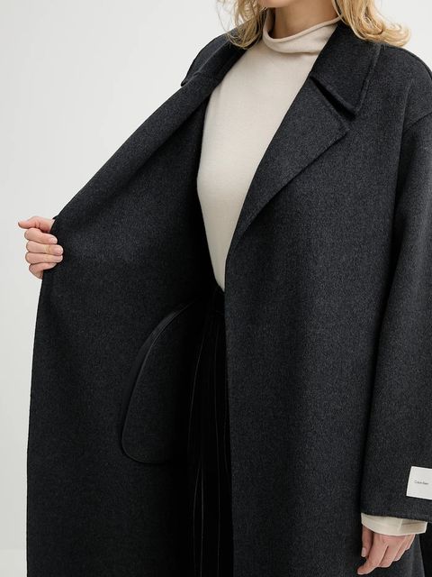 Calvin Klein płaszcz z dodatkiem wełny kolor szary LV040WL571