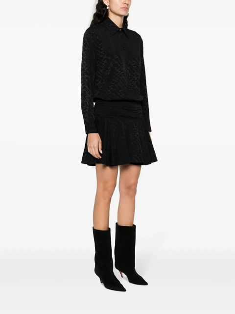 PINKO Arzach logo-jacquard shirtdress - Black