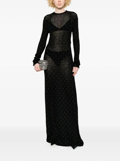 Rabanne studded long-sleeve maxi dress - Black - zdjęcie produktu nr 2