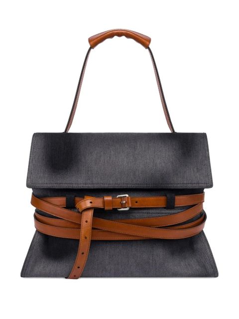 Moschino leather-trimmed denim shoulder bag - Black - zdjęcie produktu nr 1