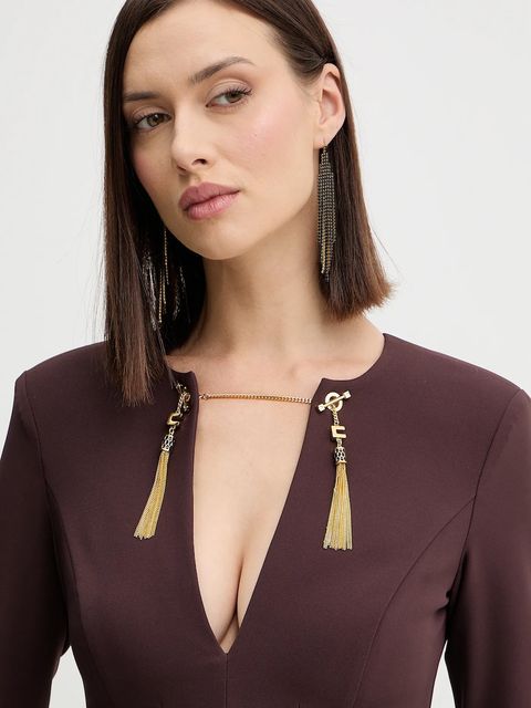 Elisabetta Franchi sukienka kolor bordowy mini dopasowana AB80557E2