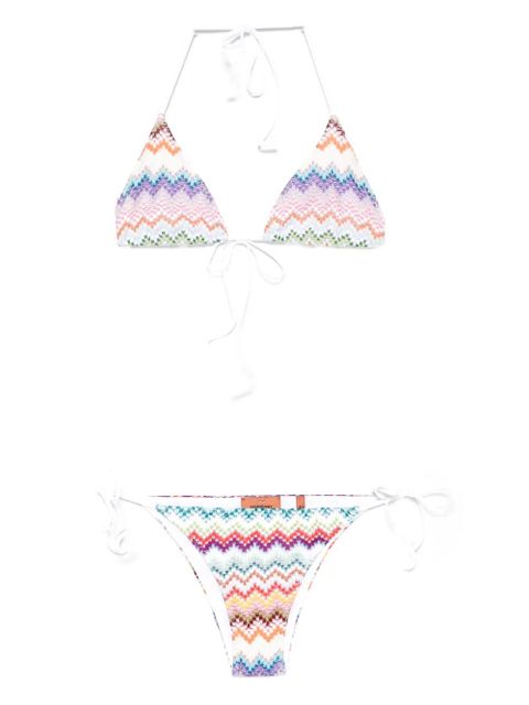 Missoni chevron-pattern tie bikini - White - zdjęcie produktu nr 1