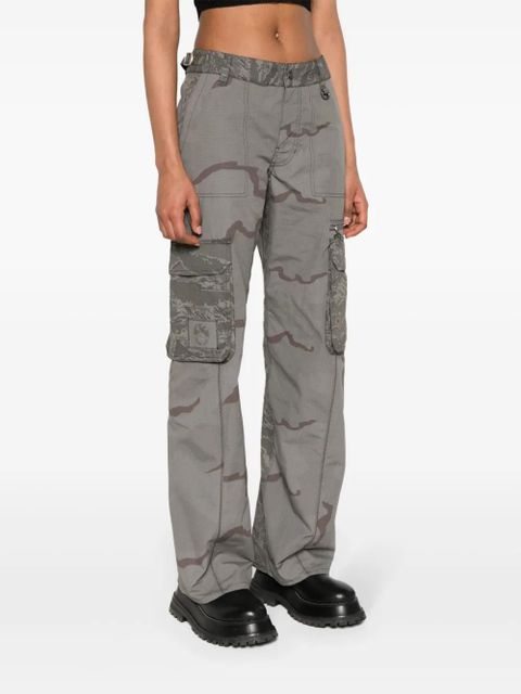 Marine Serre Regenerated wide-leg cargo trousers - Grey