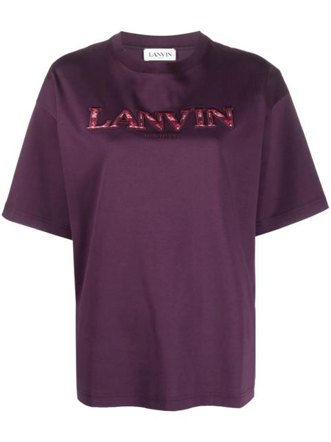 Lanvin logo-appliqué cotton T-shirt - Purple - zdjęcie produktu nr 1