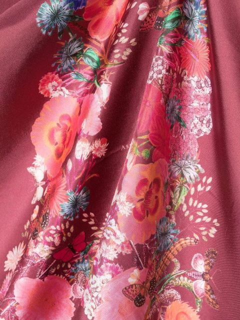 Aspinal Of London floral-print silk scarf - Red