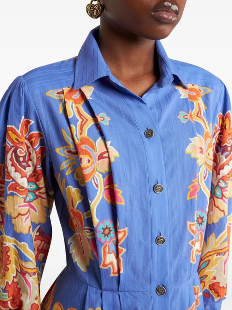 ETRO floral-motif shirt dress - Blue
