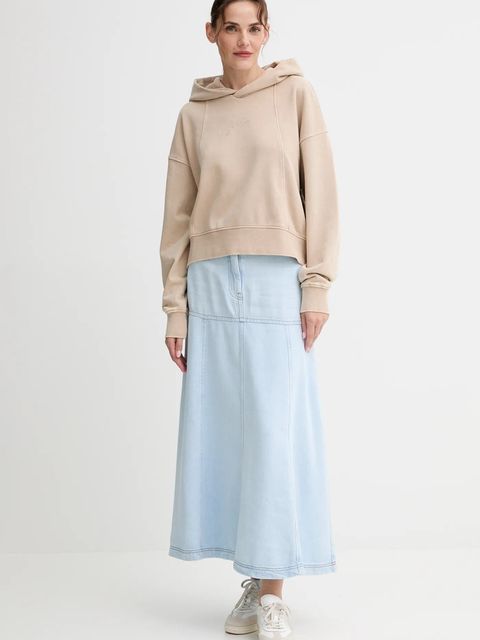 G-Star bluza bawełniana damska kolor beżowy z kapturem gładka D27726.D969 - zdjęcie produktu nr 2