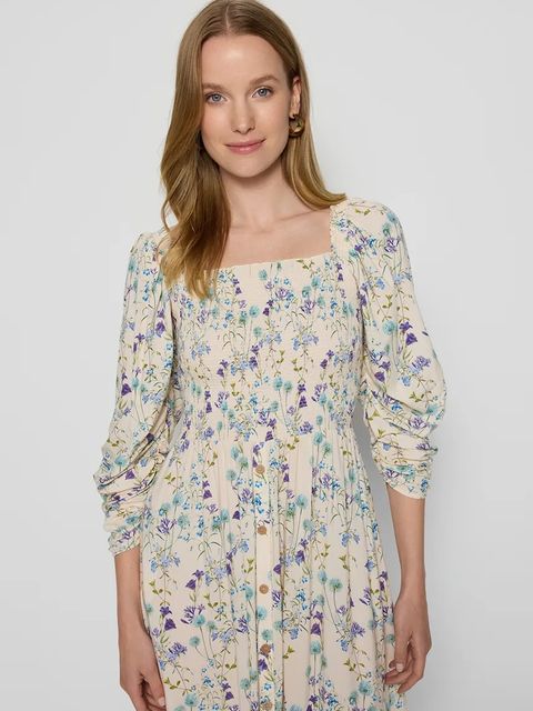 Bizuu sukienka PATRYA kolor beżowy midi rozkloszowana PATRYA KREMOWY