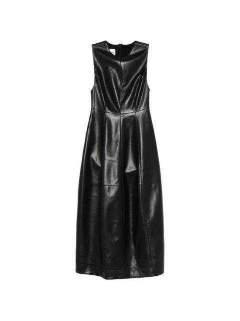 Nanushka crew-neck fluted-hem midi dress - Black - zdjęcie produktu nr 1