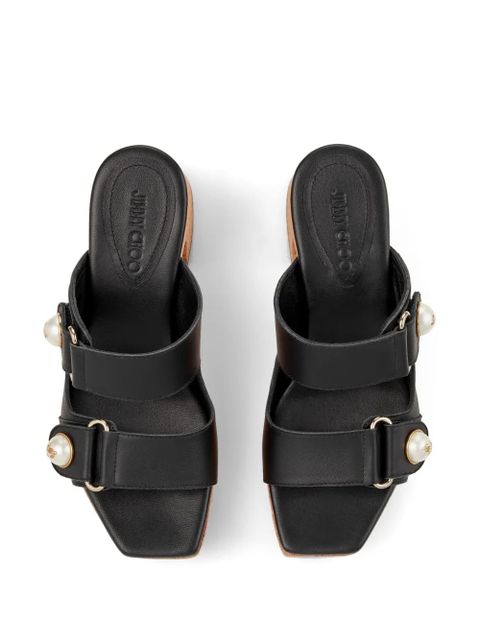 Jimmy Choo Fayence 95mm leather platform sandals - Black - zdjęcie produktu nr 2