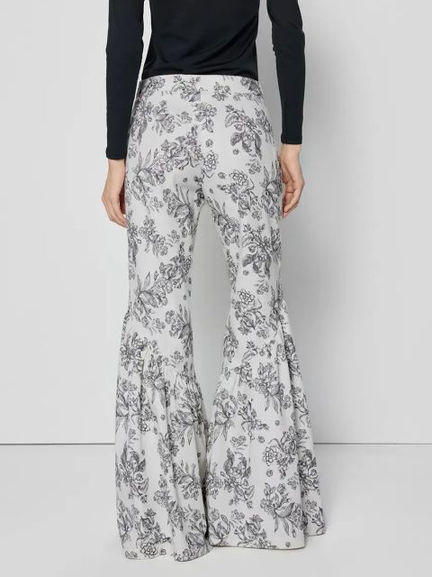 Bizuu spodnie bawełniane BESSTA BANDO damskie kolor beżowy dzwony medium waist BESSTA_BANDO_BIAŁY_SS25