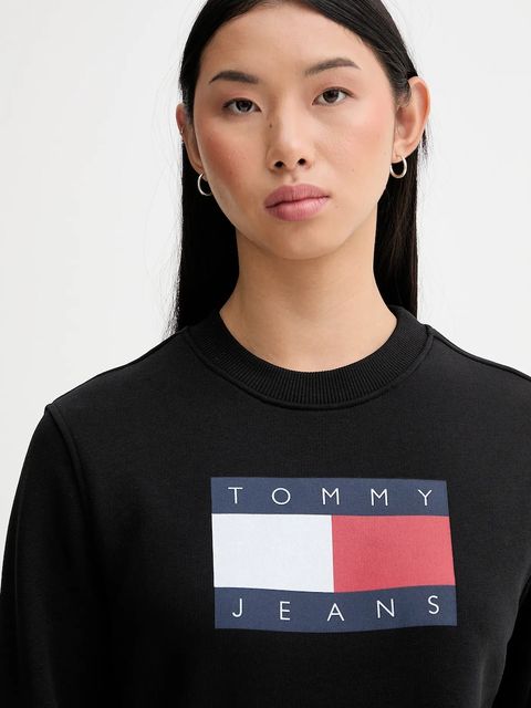 Tommy Jeans bluza bawełniana damska kolor czarny z nadrukiem DW0DW22564