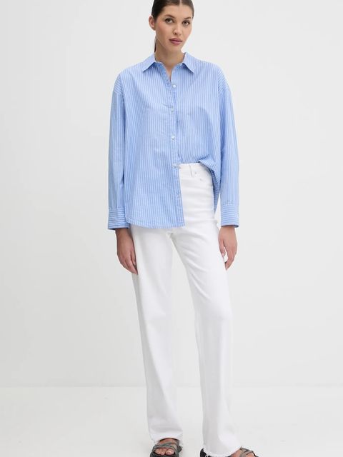 Abercrombie & Fitch koszula bawełniana damska kolor niebieski relaxed z kołnierzykiem klasycznym KI140-5150