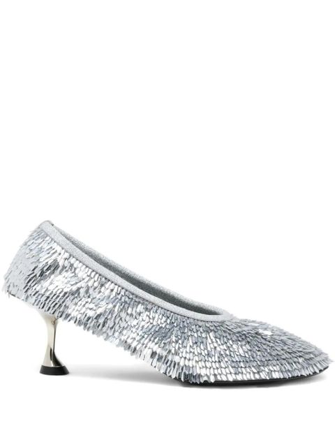 Proenza Schouler Tee sequinned pumps - Silver - zdjęcie produktu nr 1