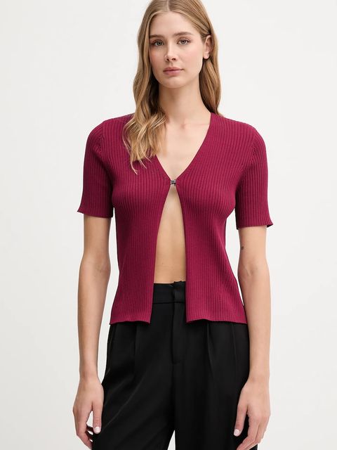 Dkny kardigan damski kolor bordowy lekki P52XAX02 - zdjęcie produktu nr 1